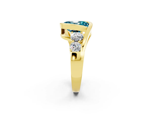 Yellow gold Bezel Set Oval Cut Diamond Split Shank Ring