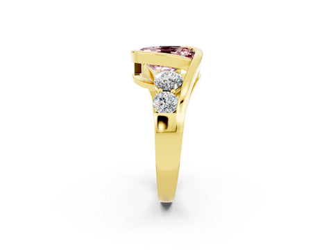 Yellow gold Bezel Set Oval Cut Diamond Split Shank Ring_2