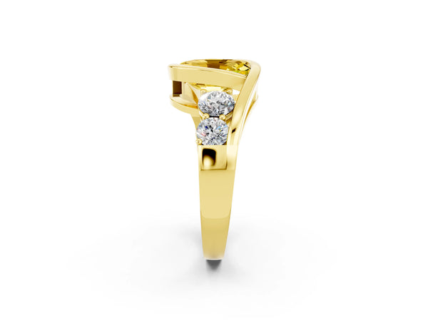 Yellow gold Bezel Set Oval Cut Yellow Sapphire Bypass Ring with Round  Accents
