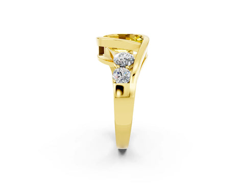Yellow gold Bezel Set Oval Cut Diamond Split Shank Ring_2