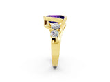 Yellow gold Bezel Set Oval Cut Diamond Split Shank Ring_2