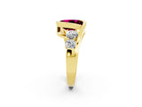 Yellow gold Bezel Set Oval Cut Diamond Split Shank Ring_2