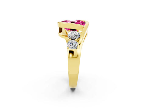 Yellow gold Bezel Set Oval Cut Diamond Split Shank Ring_2