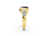 Yellow gold Bezel Set Oval Cut Diamond Split Shank Ring_2