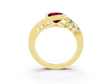 Yellow gold Bezel Set Oval Cut Diamond Split Shank Ring_3