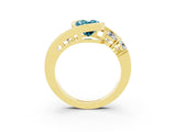 Yellow gold Bezel Set Oval Cut Diamond Split Shank Ring_3