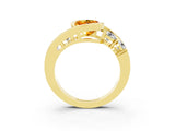 Yellow gold Bezel Set Oval Cut Diamond Split Shank Ring_3