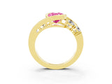 Yellow gold Bezel Set Oval Cut Diamond Split Shank Ring_3