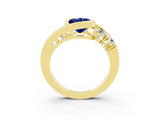 Yellow gold Bezel Set Oval Cut Diamond Split Shank Ring_3