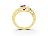 Yellow gold Bezel Set Oval Cut Diamond Split Shank Ring_3