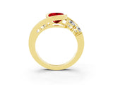 Yellow gold Bezel Set Oval Cut Diamond Split Shank Ring_3