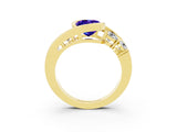 Yellow gold Bezel Set Oval Cut Diamond Split Shank Ring_3