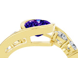Yellow gold Bezel Set Oval Cut Diamond Split Shank Ring_4