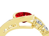 Yellow gold Bezel Set Oval Cut Diamond Split Shank Ring_4