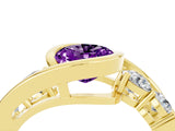 Yellow gold Bezel Set Oval Cut Diamond Split Shank Ring_4