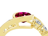 Yellow gold Bezel Set Oval Cut Diamond Split Shank Ring_4