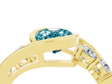 Yellow gold Bezel Set Oval Cut Diamond Split Shank Ring_4