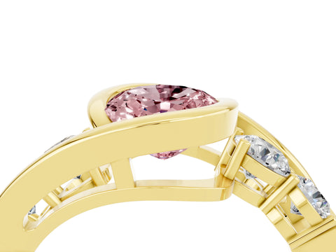 Yellow gold Bezel Set Oval Cut Diamond Split Shank Ring_4