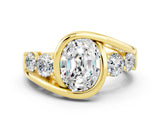 Yellow gold Bezel Set Oval Cut Diamond Split Shank Ring