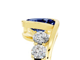 Yellow gold Bezel Set Oval Cut Diamond Split Shank Ring_5