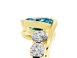 Yellow gold Bezel Set Oval Cut Diamond Split Shank Ring_5