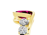 Yellow gold Bezel Set Oval Cut Diamond Split Shank Ring_5