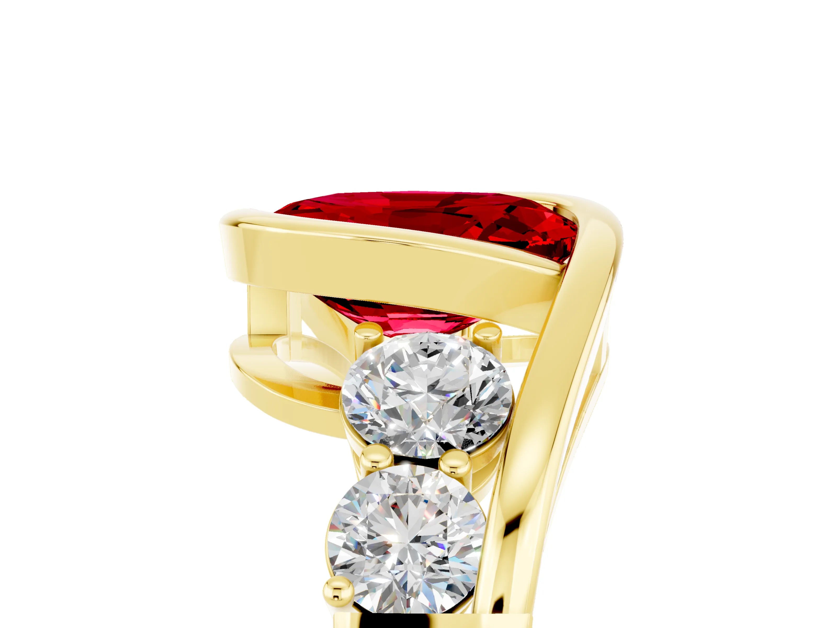 Yellow gold Bezel Set Oval Cut Diamond Split Shank Ring_5