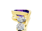 Yellow gold Bezel Set Oval Cut Diamond Split Shank Ring_5