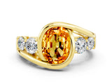 Yellow gold Bezel Set Oval Cut Diamond Split Shank Ring