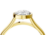 Yellow gold Bezel Set Oval Cut Solitaire Ring with Tapered Band 4
