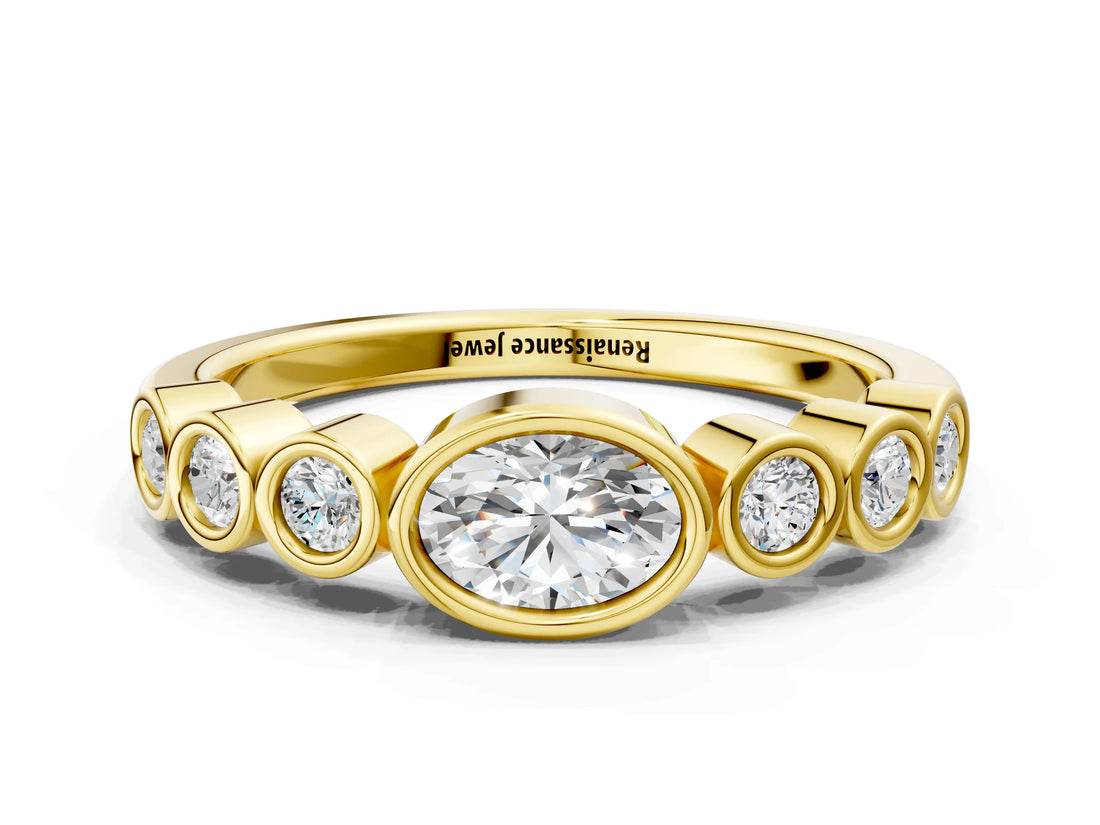 Yellow gold Bezel Set Oval Diamond Half Eternity Band_17
