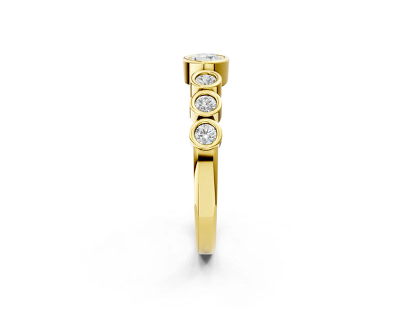 Yellow gold Bezel Set Oval Diamond Half Eternity Band