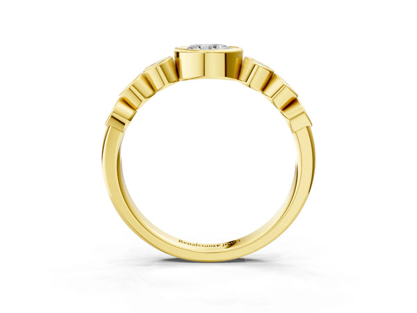 Yellow gold Bezel Set Oval Diamond Half Eternity Band