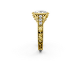 Yellow gold Bezel Set Oval Diamond Milgrain Pave Engagement Ring_39