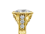 Yellow gold Bezel Set Oval Diamond Milgrain Pave Engagement Ring_42