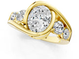 Yellow gold Bezel Set Oval Diamond Split Shank Ring_12
