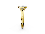 Yellow gold Bezel Set Oval Solitaire Diamond Ring with Smooth Band 3