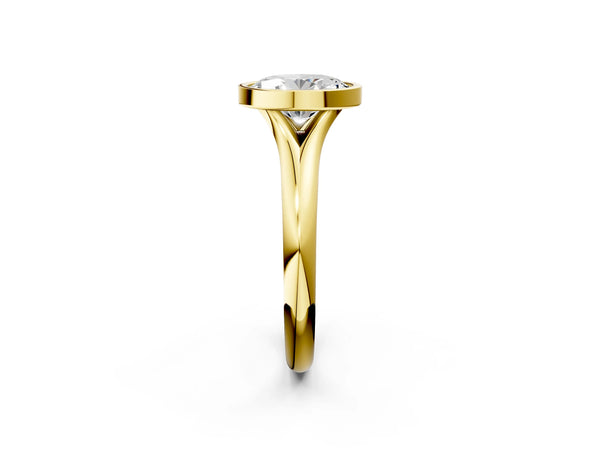 Yellow Gold Oval Bezel Solitaire Engagement Ring Setting with Split Shoulders