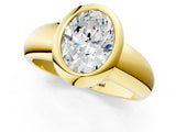 Yellow gold Bezel Set Oval Solitaire Ring with Wide Band 1