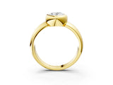 Yellow gold Bezel Set Oval Solitaire Ring with Wide Band 3