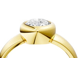 Yellow gold Bezel Set Oval Solitaire Ring with Wide Band 4