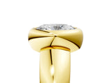 Yellow gold Bezel Set Oval Solitaire Ring with Wide Band 5