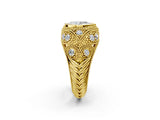 Yellow gold Bezel Set Pear Cut Diamond Milgrain Band Ring_15