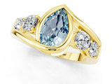 Yellow gold Bezel Set Pear Cut Diamond Split Shank Ring_1