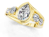 Yellow gold Bezel Set Pear Cut Diamond Split Shank Ring_10