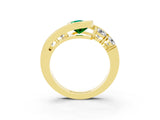 Yellow gold Bezel Set Pear Cut Diamond Split Shank Ring_12