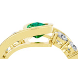 Yellow gold Bezel Set Pear Cut Diamond Split Shank Ring_13