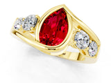 Yellow gold Bezel Set Pear Cut Diamond Split Shank Ring_13
