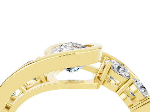 Yellow gold Bezel Set Pear Cut Diamond Split Shank Ring_13