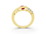 Yellow gold Bezel Set Pear Cut Diamond Split Shank Ring_15